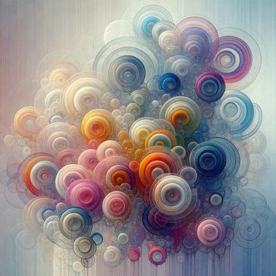 The primary subject of the image is a large, colorful, and abstract artwork featuring a mix of different colors and shapes. The setting is a white background, which provides a clean and minimalist appearance. The visual style is a combination of digital art and illustration, creating a unique and vibrant piece of art. The dominant colors in the artwork are pink, blue, and orange, which contribute to a lively and energetic atmosphere.
